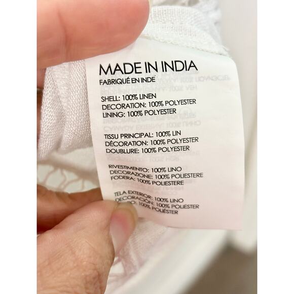 Club Monaco Luceenie Eyelet Short Sleeve Linen Mini Shift Dress White Women's 0 - Picture 5 of 5